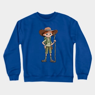 boy explorer ready for expedition and journey Crewneck Sweatshirt